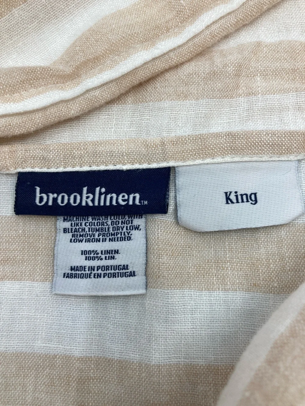 Brooklinen Striped Cream and Tan Bedding 3 Piece King Linen Set